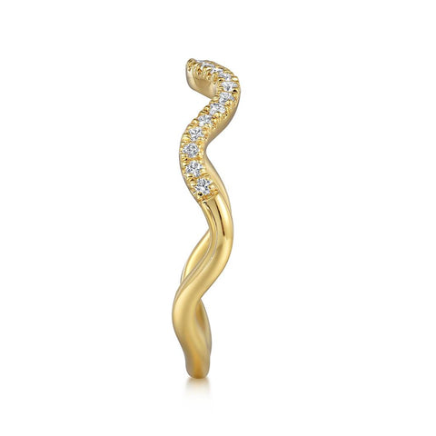 Gabriel & Co. 14K Yellow Gold Diamond Wave Stackable Ring