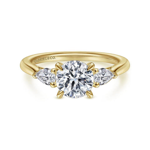 Gabriel & Co Sunday - 14K Yellow Gold Round Three Stone Diamond Engagement Ring
