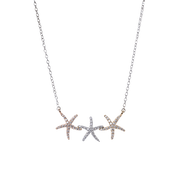 Tri-Color Diamond Starfish Necklace -.40cttw