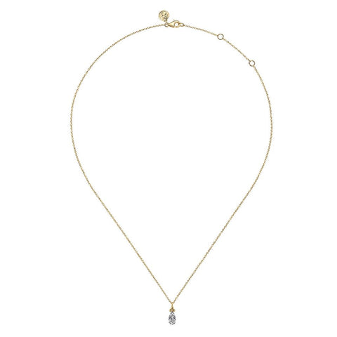 Gabriel & Co. 14k Yellow Gold Bujukan Diamond Teardrop Necklace - .26cttw