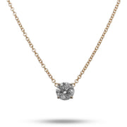 14k Two-tone Diamond Solitaire Necklace