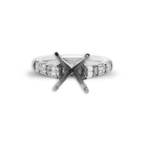 Platinum Semi-Mount Engagement Ring With Emerald-Cut Diamonds - 1.27cttw