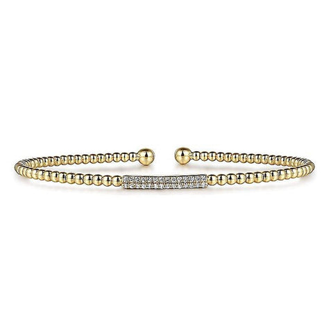Gabriel & Co. 14k Yellow Gold Bujukan Bead Bangle Bracelet With Diamonds