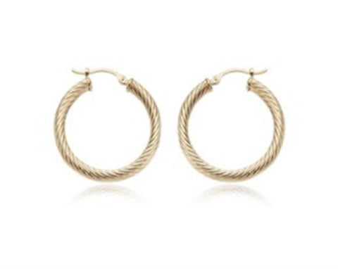 14k Yellow Gold Twist Tube Hoop Earrings