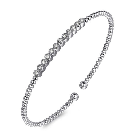 Gabriel & Co. 14K White Gold Bujukan Bead Diamond Bangle