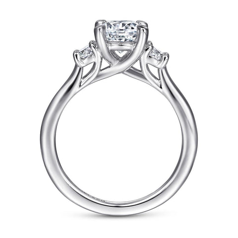 Gabriel & Co 14K White Gold Round 3 Stone Diamond Engagement Setting