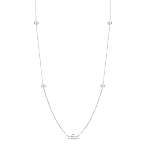 Roberto Coin 18k White Gold Diamond By The Inch Station Necklace - .35cttw