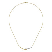 Gabriel & Co. 14K Yellow Gold Diamond By-Pass & Bujukan Bead Curved Bar Necklace