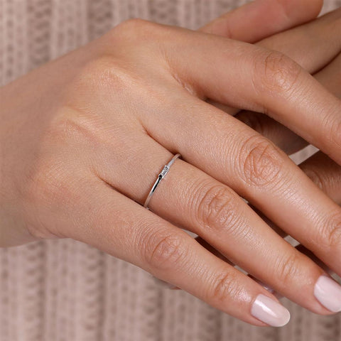 Gabriel & Co. 14k White Gold Bar Set Baguette Diamond Ring
