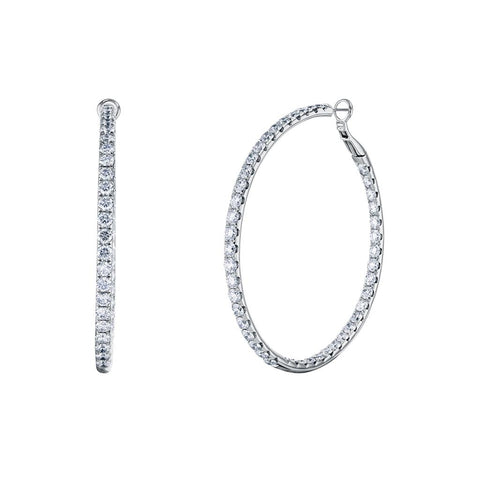 18k White Gold Diamond Inside/Out Hoop Earrings - 12.70cttw