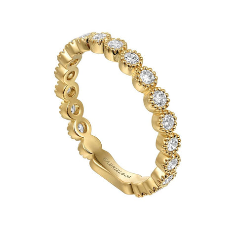 Gabriel & Co. 14k Yellow Gold Bezel Set Diamond Band - .56cttw