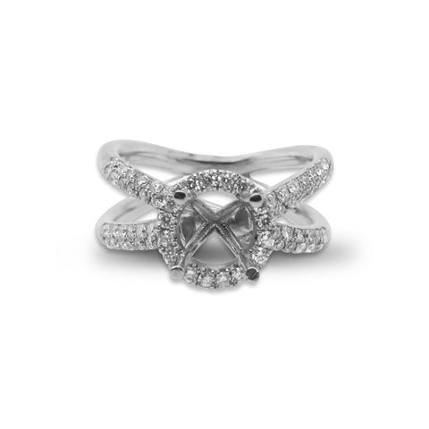 14k White Gold Semi-Mount Ring With A Diamond Open Shank -  2.71cttw