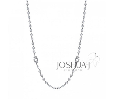 Platinum Milgrain Bezel & Floral Motif Diamond Necklace - 19.88cttw