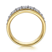 Gabriel & Co. 14k Yellow and White Gold Wide Diamond Band - .74cttw