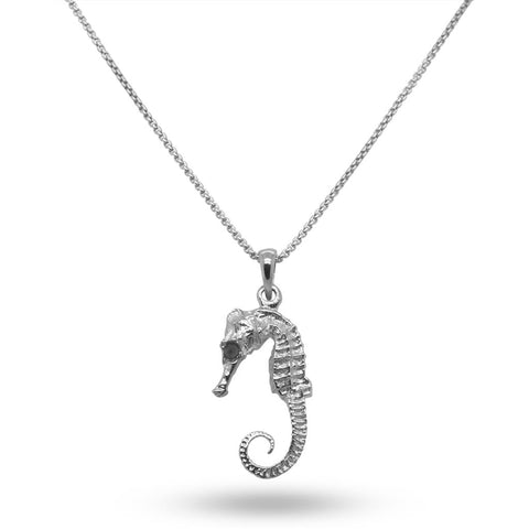 14k White Gold Seahorse Necklace