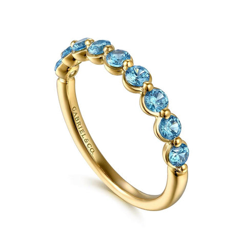 Gabriel & Co. 14k Yellow Gold Swiss Blue Topaz Stackable Ring