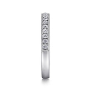 Gabriel & Co. 14K White Gold Micro Pavé Diamond Wedding Band with Millgrain - .24cttw