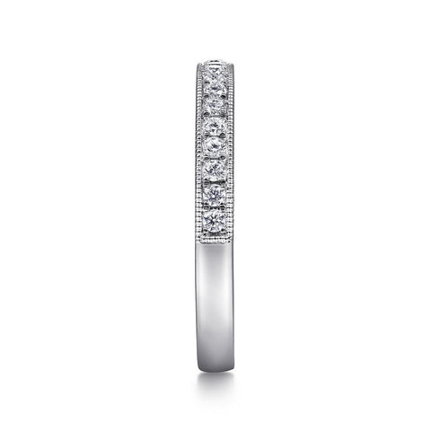 Gabriel & Co. 14K White Gold Micro Pavé Diamond Wedding Band with Millgrain - .24cttw