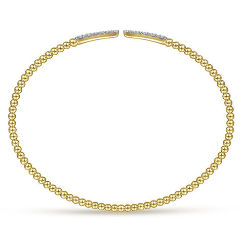 Gabriel & Co. 14k Yellow Gold Bujukan Diamond Open Cuff Bracelet - .26cttw