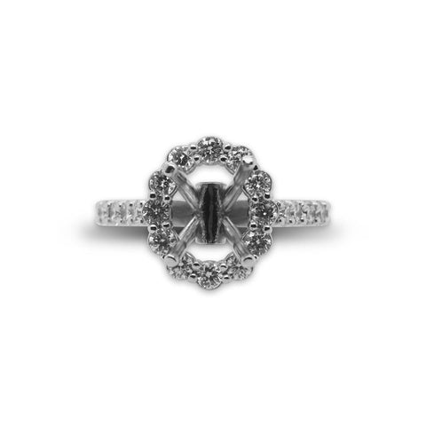 14k White Gold Diamond Enagement Semi-Mount Ring - 0.99ctw