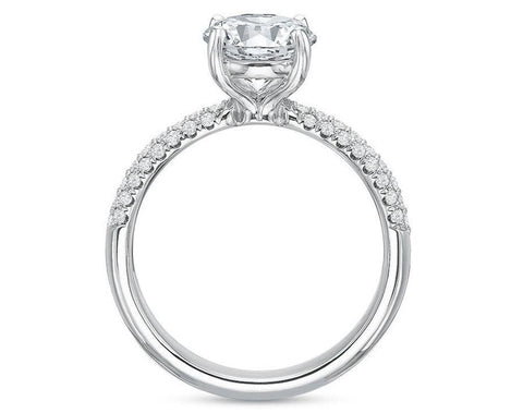 18k White Gold Modern Classics 3 Row Pave Diamond Engagement Ring Mounting