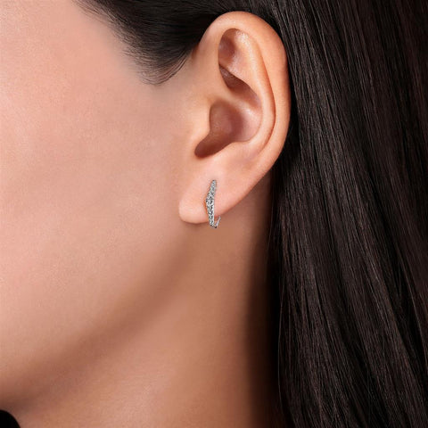 Gabriel & Co. 14k White Gold Diamond Huggie Hoop Earrings