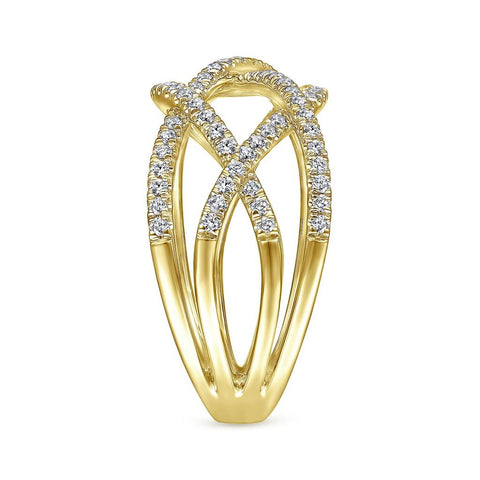 Gabriel & Co. 14k Yellow Gold Layered Diamond Grid Ring - .50cttw