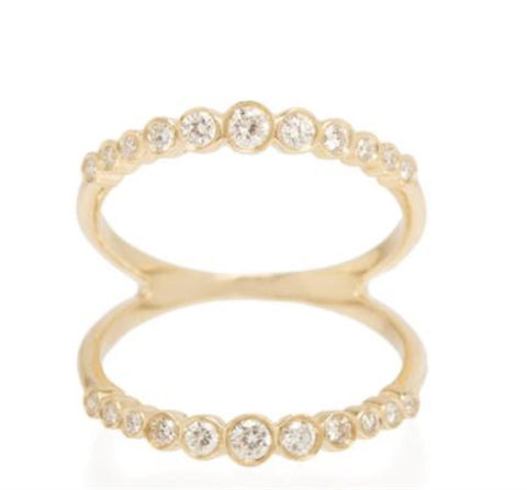 Zoe Chicco 14k Yellow Gold Double Band Bezel-Set Diamond Ring - .42cttw
