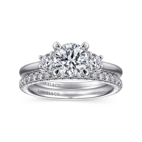Gabriel & Co 14K White Gold Round 3 Stone Diamond Engagement Setting