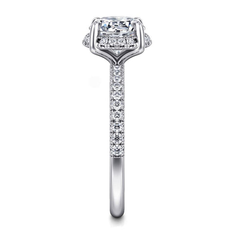 Gabriel & Co. Suede -14K White Gold Round Hidden Halo Diamond and 1.7mm Shank