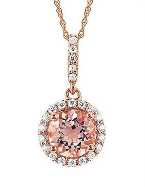 14k Rose Gold Diamond & Morganite Necklace