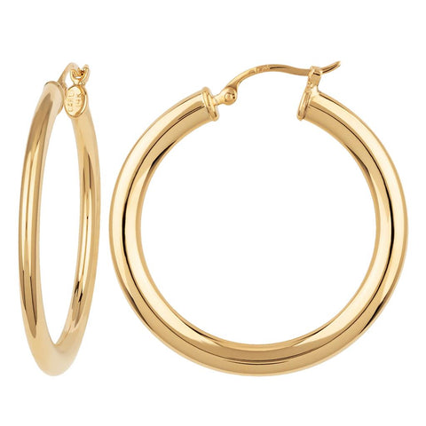 14k Yellow Gold Oval Tube Hoop