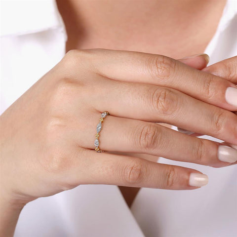 14k Yellow Gold Bujukan Diamond Marquise Ring - .19cttw