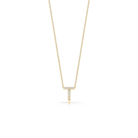 Roberto Coin Love Letter Diamond "T" Necklace - .04cttw