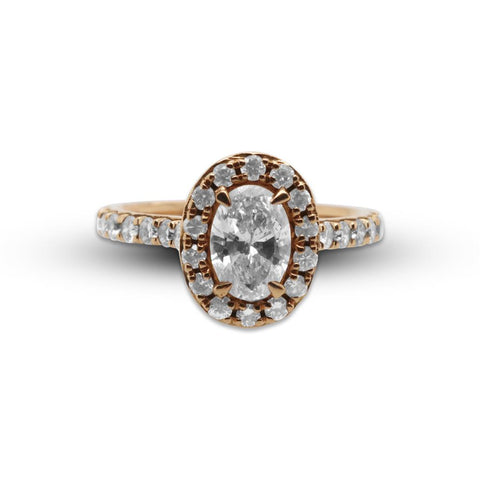 14k Rose Gold Oval Diamond & Halo Ring