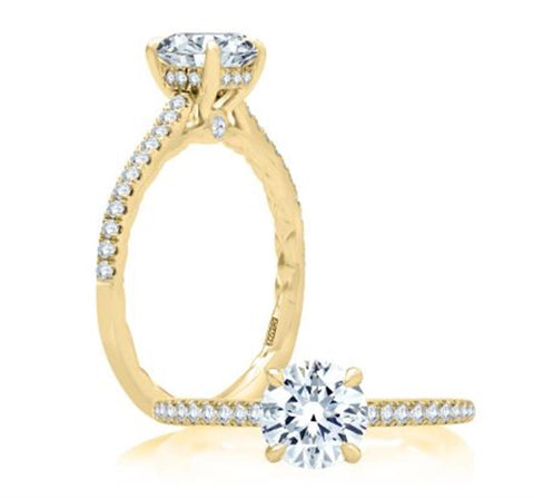 Four Prong Semi-Mount Engagement Ring with Diamond Band