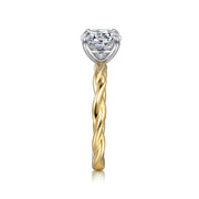Gabriel & Co Emersin - 14K White-Yellow Gold Twisted Round Diamond Engagement Ring