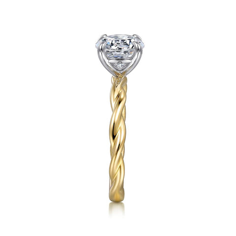 Gabriel & Co Emersin - 14K White-Yellow Gold Twisted Round Diamond Engagement Ring