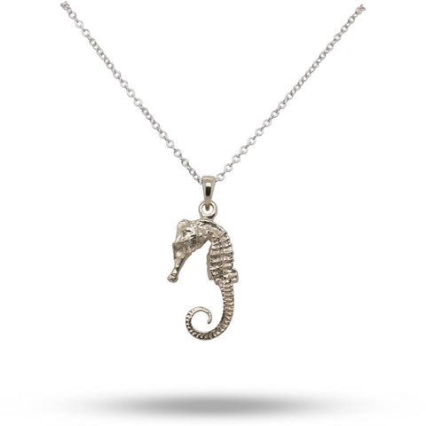 14k White Gold Seahorse Necklace