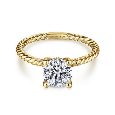 Gabriel & Co Bobbi - 14K Yellow Gold Round Diamond Engagement Ring