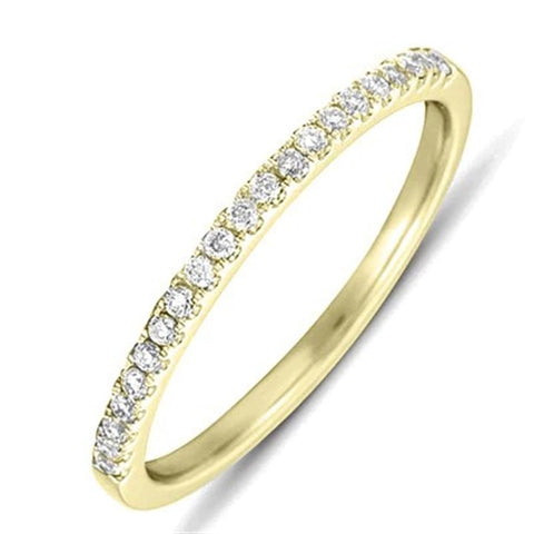 14k Yellow Gold Shared Prong Halfway Diamond Band - .1cttw