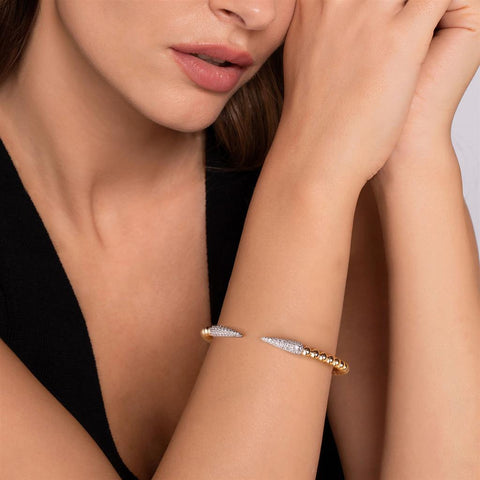 Gabriel & Co. 14k Yellow Gold Bujukan Diamond Split Bangle Bracelet - .75cttw