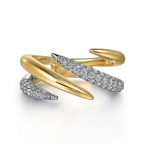 Gabriel & Co. 14k Two-tone Diamond Bypass Ring