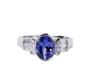 14k White Gold 1.92ct Tanzanite and Diamond Ring
