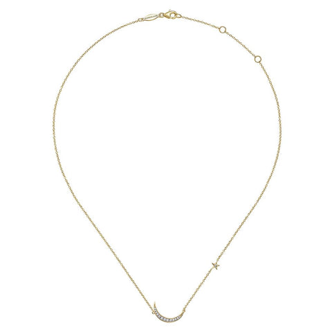Gabriel & Co. 14k Yellow Gold Moon & Star Diamond Necklace