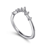 Gabriel & Co Rouix - 14K White Gold Curved Diamond Anniversary Band - 0.17 ct
