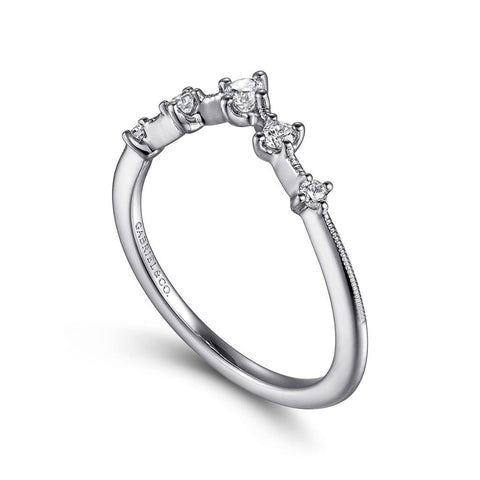 Gabriel & Co Rouix - 14K White Gold Curved Diamond Anniversary Band - 0.17 ct