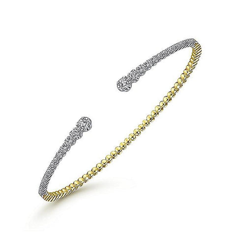 Gabriel & Co. 14K Yellow and White Gold Split Cuff Bracelet with Graduating Diamonds