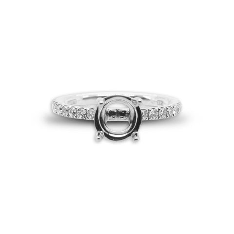 14k White Gold Diamond Engagement Ring With 4 Prong Center