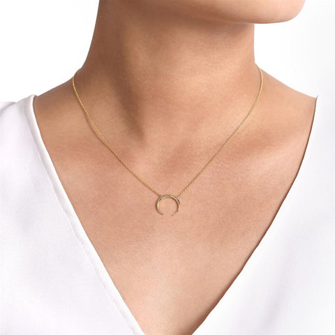 Gabriel & Co 14K Yellow Gold Crescent Moon Pendant Necklace